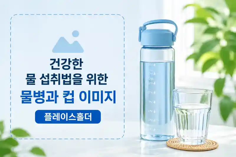 건강한 물 섭취법을 위한 물병과 컵 이미지