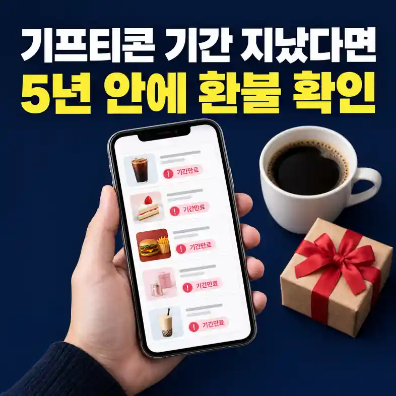 유효기간 지난 기프티콘 환불을 위해 스마트폰 선물함에서 만료된 교환권을 확인하는 모습