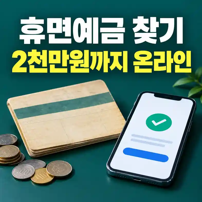 휴면예금 찾기를 위해 오래된 통장과 스마트폰 본인인증 화면을 함께 확인하는 모습